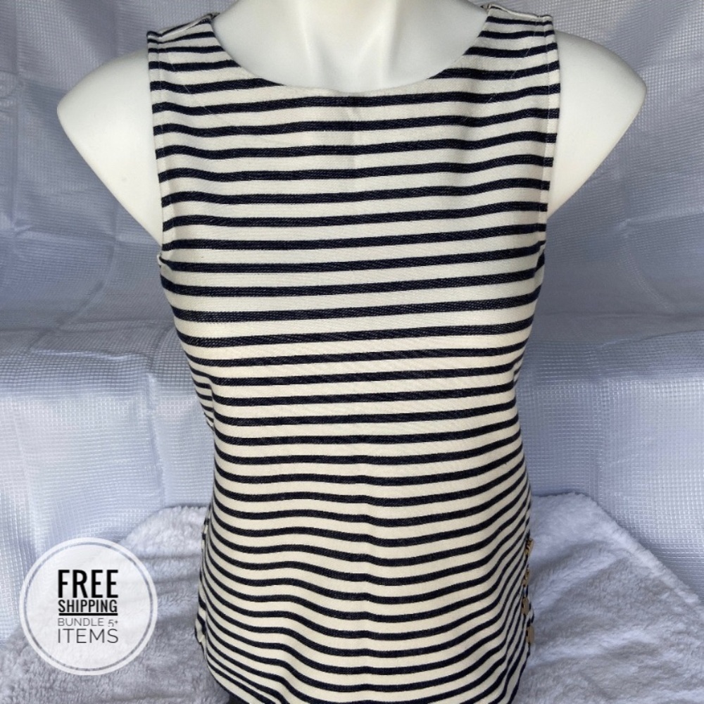 Ann Taylor Factory Sleeveless Stripe Blouse XSP